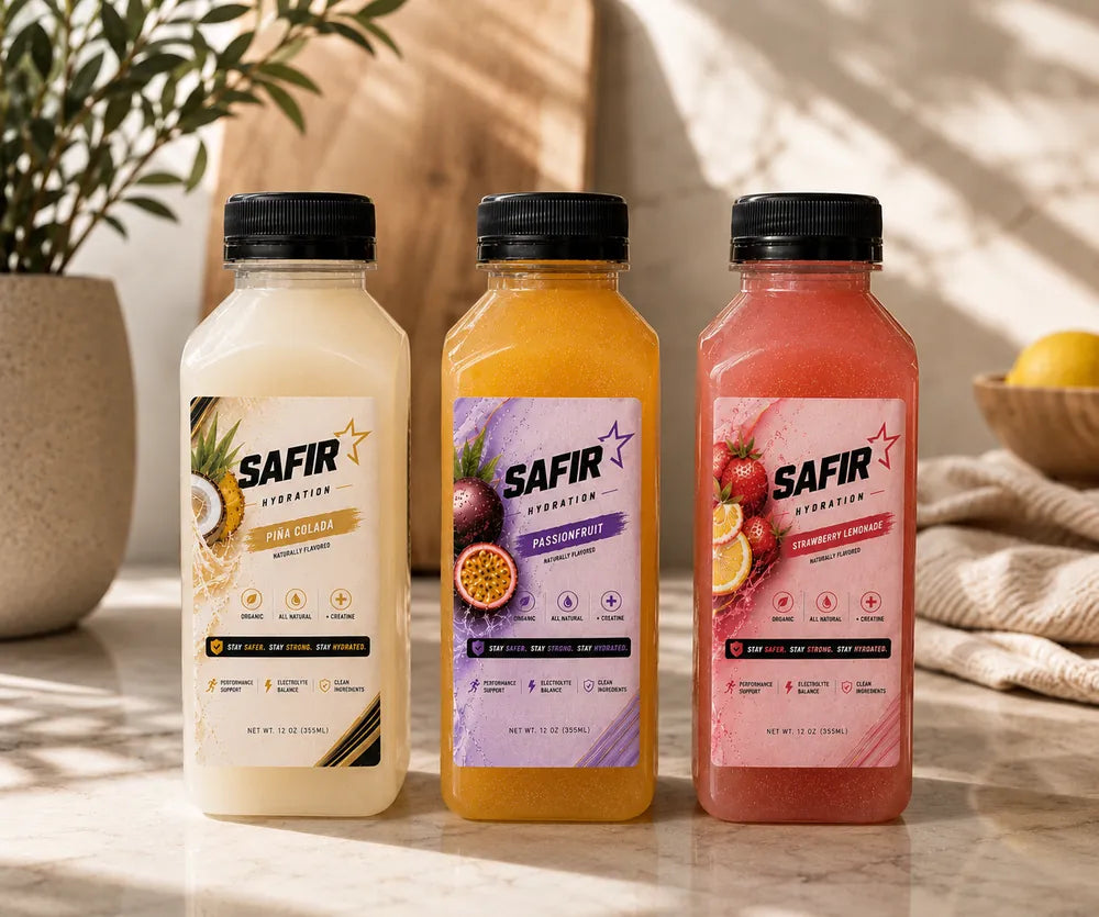 Safir Hydration variety pack with all three flavors plus creatine