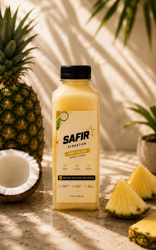 Safir Hydration Piña Colada organic hydration drink with creatine, 12oz bottle