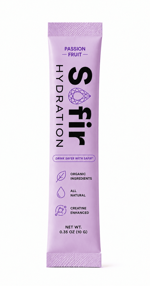Safir Hydration Passionfruit hydration stick packs with creatine monohydrate