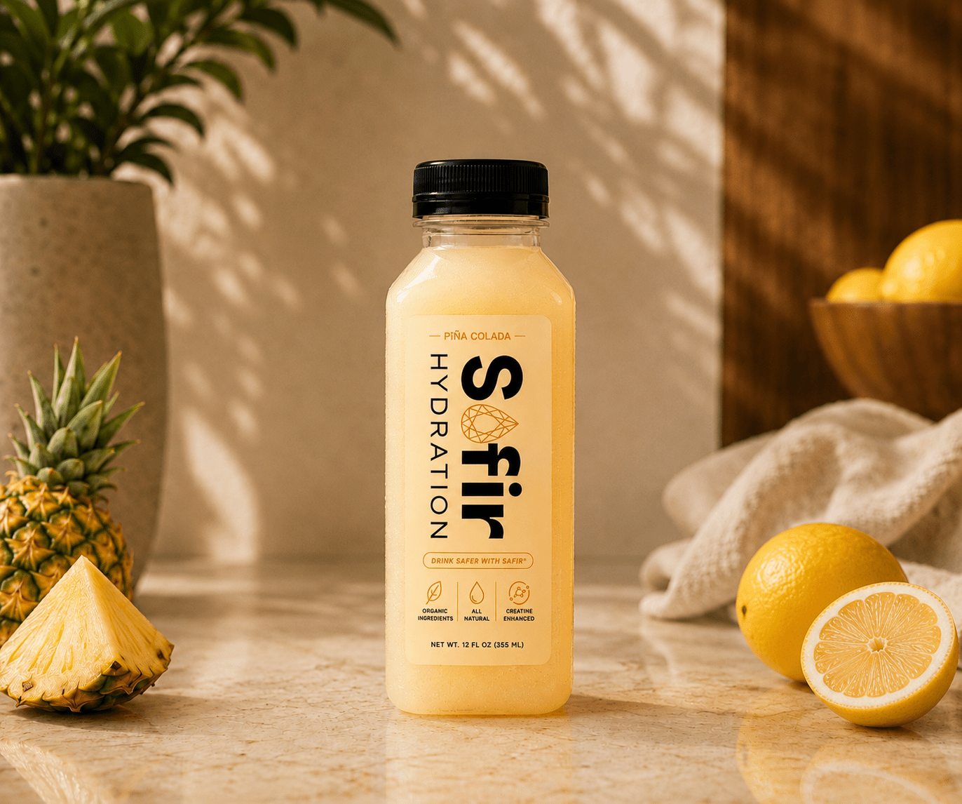 Safir Hydration Piña Colada organic hydration drink bottle with creatine monohydrate and raw organic honey
